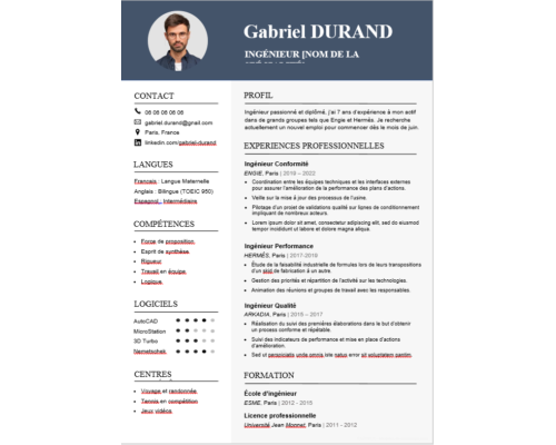 CV Ingénieur et Cadre Technique
