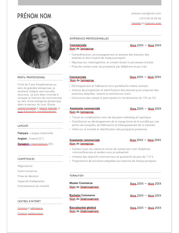 CV Commercial et Relation Client