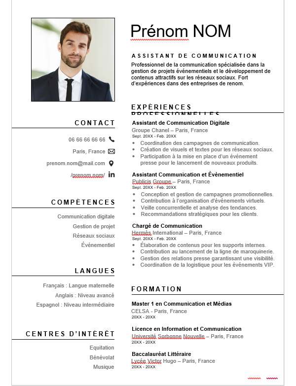 CV Professionnel Élégant et Structuré