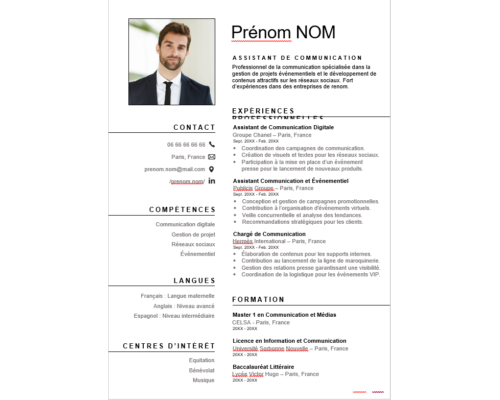 CV Professionnel Élégant et Structuré