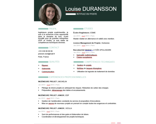 CV Ingénieur Projet et Management